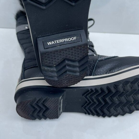 Sorel Girls Tofino II Fur Trim Waterproof Rubber Rain Boots Black Sz 5 - Picture 7 of 12